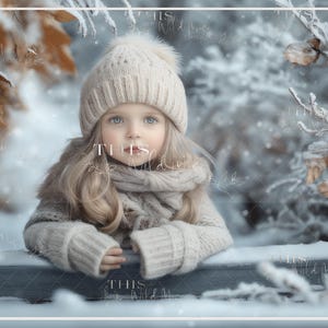 Winter portrait digital background, Winter, Snow, Snow covered trees, soft winter light, photoshop composite, portrait photography, fine art