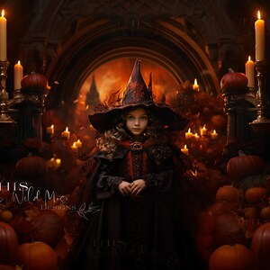 Halloween pompoen heks digitale achtergrond, halloween achtergrond, halloween, pompoenen, kaarsen, halloween digitaal, heks composiet digitaal