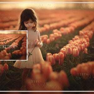 Tulip field digital backdrop, spring tulips, golden hour digital backdrop, spring composite, photoshop composite, spring tulip field digital