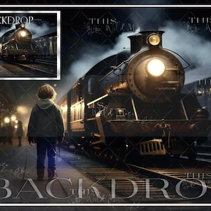 Wizard/Witch at the Train Station digital background, wizard magic in the real world, train digital backdrop, steam train, train station