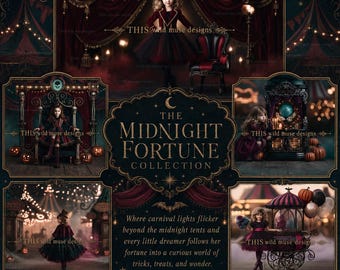 Halloween Carnival Digital Backdrops, Dark Circus Photo Backgrounds, Fortune Teller Photoshop Composite (Digital Download)