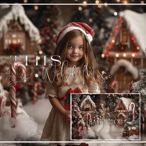 Christmas village digital backdrop, Holiday bokeh street, Christmas digital backdrop, Holiday, Christmas portrait digital backdrop, Festive