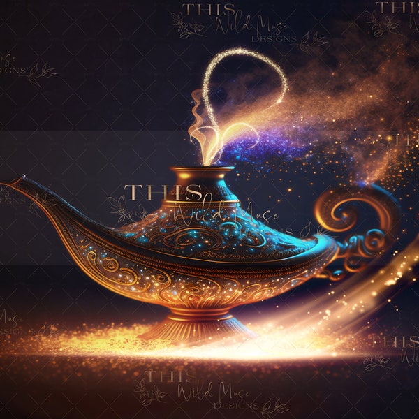 Magical Genie Lamp digital backdrop, Arabian Nights, Cave of Wonders, Genie lamp, magical lamp digital background, fairytale lamp digital