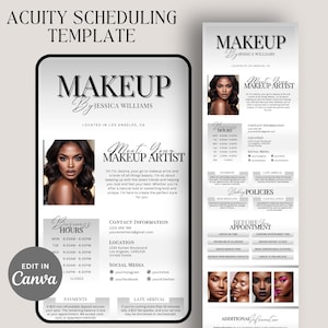 Make-up Artist Acuity Scheduling Template-Buchungsseite Make-up Acuity-Buchungsvorlage Canva Makeup Artist Website Banners Beauty Salon-Website