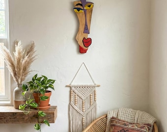 Cubism Face Decor - Handmade Abstract Wooden Wall Decor