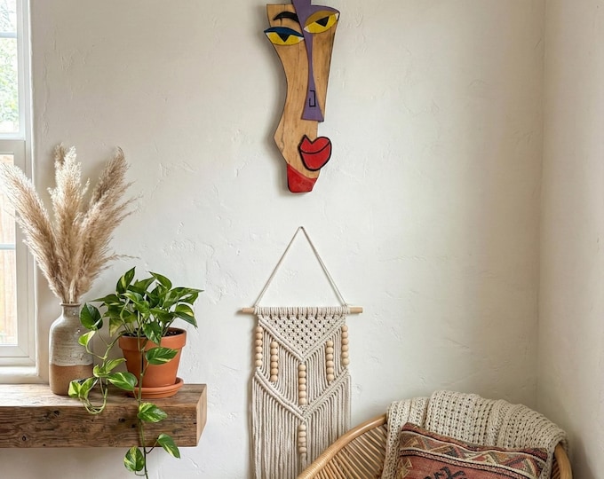 Featured listing image: Cubist Face Decor - Handmade Abstract Wooden Wall Deco