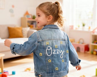 Adorable Personalized Toddler Denim Jacket with Custom Embroidered Name