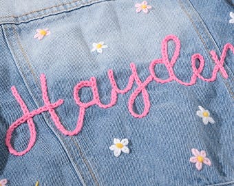 Personalized Toddler Denim Jacket: Custom Embroidered Name for Unique Little Trendsetters