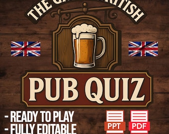 The Great British Pub Quiz Game: UK Trivia Night, PowerPoint en pdf (afdrukbaar)