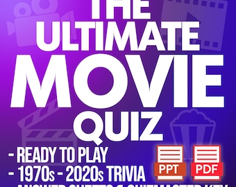 De ultieme filmquiz: filmtrivia pubquiz uit de jaren 70-2020 (afdrukbare pdf en PowerPoint)