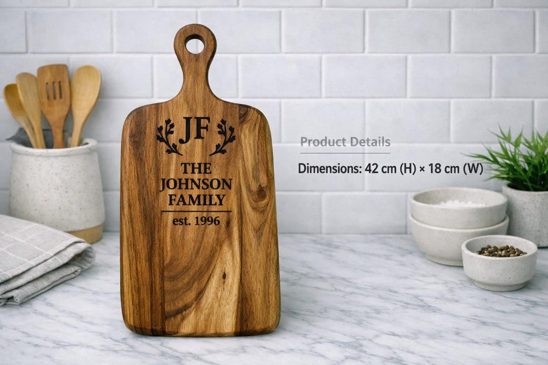 Custom Laser Engraved Acacia Wood Cheese Board, Personalized Serving ...