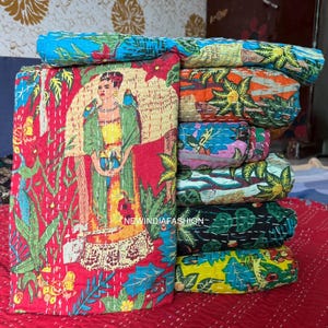 Hippie Colourful Cotton Quilt,Decorative Quilt,Hand stitch Cotton Reversible  Quilt , Kantha Handmade quilt ,Throw Blanket ,reversible quit