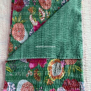 Bedcover Cotton  Printed Throw Handmade Indian Quilt Decor Bedding Hippie Bedroom Coverlets Kantha Stitched Decor Reversible Throw