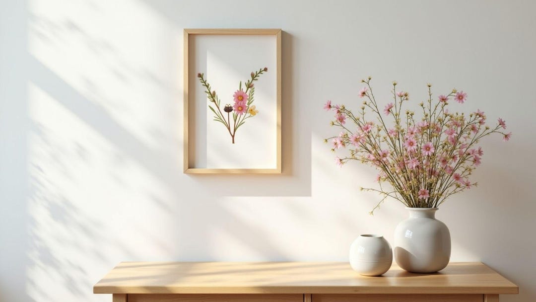 Subtle Spring Zoom Backgrounds Minimalist Spring Zoom Background, Wildflower Desk Scene (digital ...