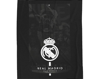 Real Madrid Crest Velveteen Plush Blanket | Soccer Team Logo Throw