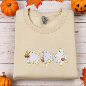 Halloween Geschenk - Retro Pooh Geist Halloween besticktes Sweatshirt - Geist Sweatshirt - Pooh Halloween Sweatshirt - Geschenk für Frauen