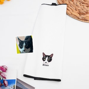 Custom Embroidered Pet Golf Towel - Dog Dad Gift - Cat Portrait Gift With Pet Face - Personalized Golf Gift for Dad, Birthday Gift