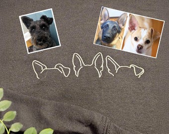 Custom EMBROIDERED Dog Ears with Names Sweatshirt - Dog Lovers Crewneck - Embroidered With Pet Ear Outline - Dog Mom Gift - Pet Lover Gift