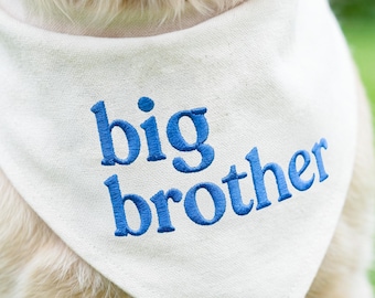 Personlig Big Brother hundbandana broderad - Graviditetsmeddelande för hund - Idéer för att avslöja bebisen för hundar