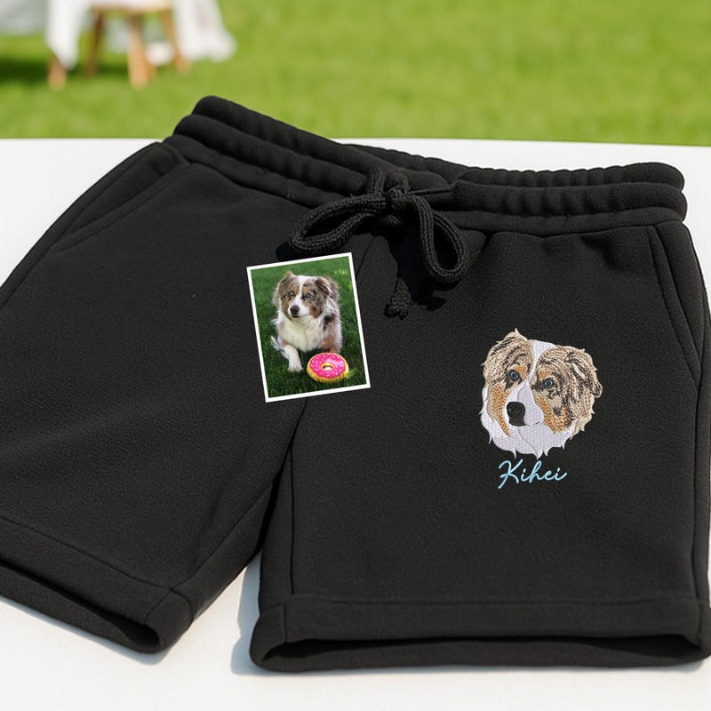 🐶Free Personalization🐶Embroidered Dog Dad Shorts, Custom Dog Shorts For Men, Personalized Pet Portrait Gift, Dog Lover Gift, Birthday Gift For Dad and Husband