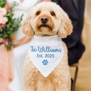 Custom Embroidered Dog Engagement Bandana: Wedding Photo Prop