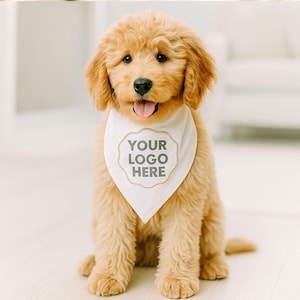 Custom Embroidered Logo Dog Bandana - Dog Bandana With Business Logo - Branded Pet Accessory for Business Promotions - Pet Gift