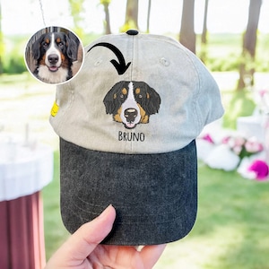 Custom Embroidered Pet Hat - Personalized Dog Mom Hat With Pet Photo - Dog Portrait Baseball Cap - Dog Mom Gift - Birthday Gift For Women
