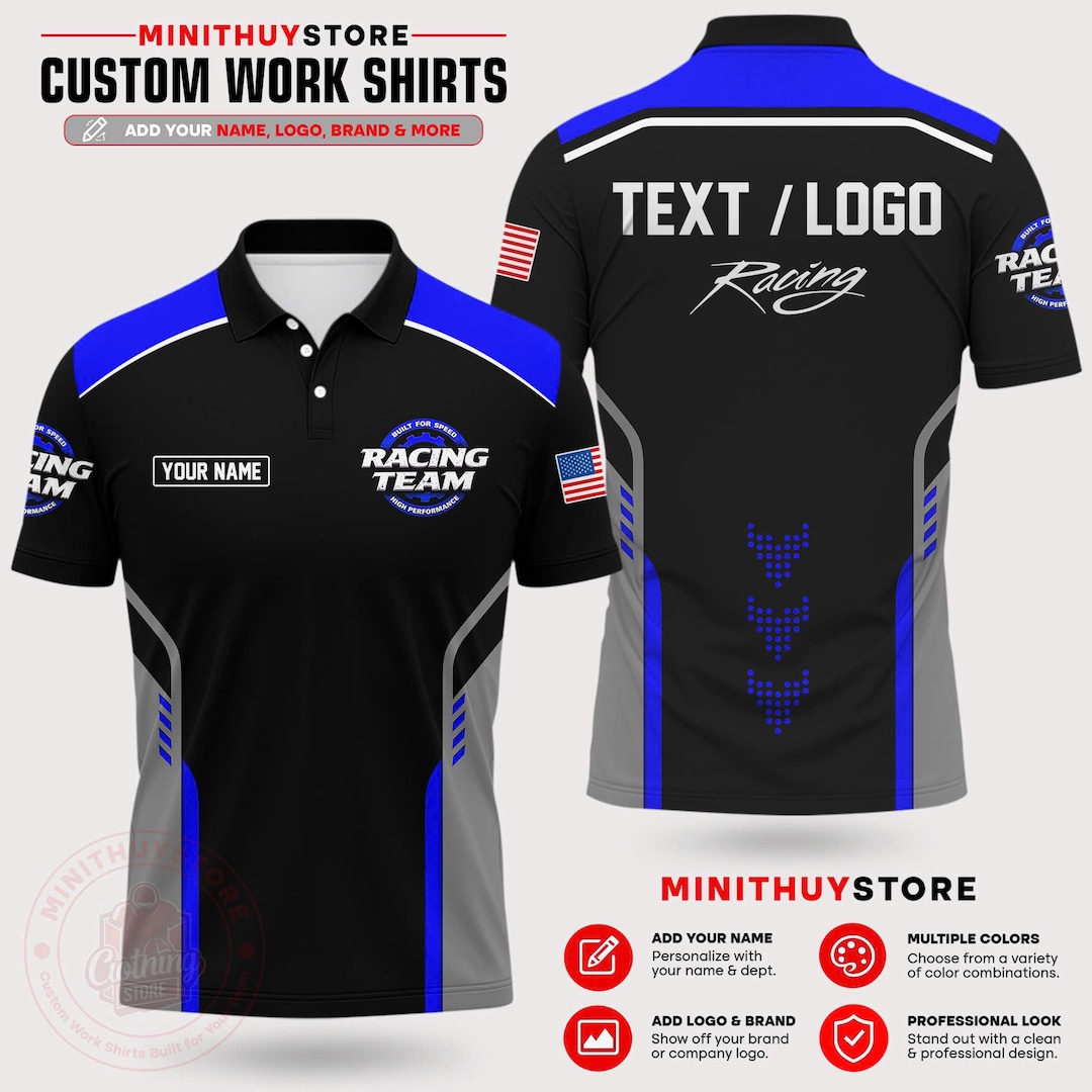 Custom Racing Team Polo Shirt, Personalized Speed Crew Uniform ...