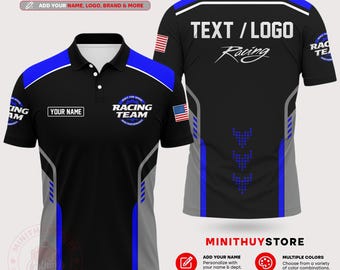 Custom Racing Team Polo Shirt, Personalized Speed Crew Uniform, Motorsport Pit Crew Polo, Custom Name Logo Shirt, Father’s Day Gift