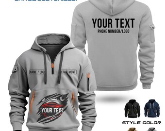 Custom Cotton Quarter Zip Work Hoodie: Personalized Logo Print