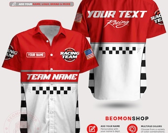 Custom Racing Team Shirt, Personalized Racing Uniform with Logo, Name & Text, Pit Crew Shirt, Motorsport Team Apparel