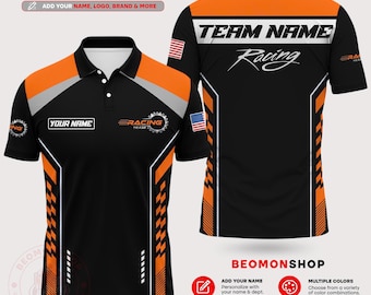 Custom Racing Team Polo Shirt with Name, Logo & Text | Personalized Pit Crew Uniform | Motorsport Crew Apparel | Race Team Work Shirt