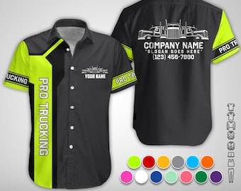 Semi Truck Driver Work Uniform | Personalized Name, Phone & Company Info Full Print Shirt