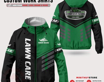 Custom Lawn Care Jacket, Personalized Landscaping Workwear, Yard Maintenance Zip Jacket, Mower Operator Team Apparel, Green Industry Gift