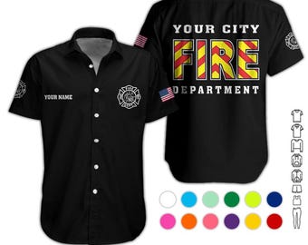 Custom firefighter picture Work Shirt: Personalized Firefighter Uniform