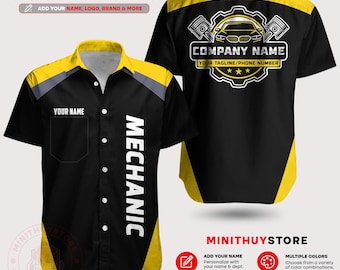 Custom Automotive Work Shirt | Personalized Mechanic 3D All Over Printed Uniform Garage Service Crew