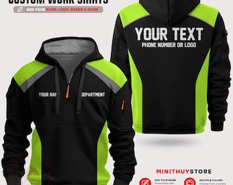 Custom Mechanic Quarter Zip Hoodie, Personalized Workwear, Dad Gift, Auto Performance Apparel