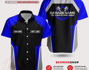 Custom Mechanic Shirt, Personalized Garage Work Shirt, Automotive Technician Shirt, Auto Shop Uniform, Custom Workwear Shirt