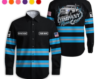 Custom Tow Truck Work Shirt: Non - Reflective Personalized Name And Color Uniform Semi Truck