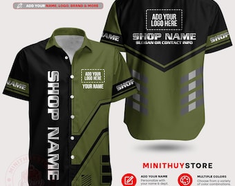 Custom Shop Uniform Button Shirt, Personalized Mechanic Workwear, Garage Team Shirt with Name Logo, Auto Repair Crew Apparel