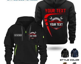 Custom Quarter Zip Work Hoodie: Personalized Company Logo, 100% Cotton