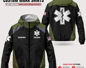 Personalized EMS Windbreaker Jacket– Custom Name And Logo Lightweight Workwear Uniform