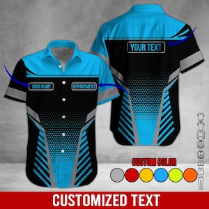 Custom Workwear Shirt, All Over 3D Print with Your Name And Logo Hawaiian Shirt, Personalized Company Workshirt, Team & Branding Uniform
