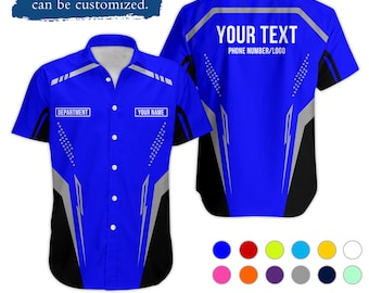 Custom Mechanic Technician Work Uniform Shirt | Personalized Company Logo, Name & Department Crew, Staff