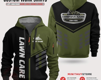 Custom Lawn Care Quarter Zip Hoodie, Personalized Landscaping Team Uniform, Lawn Service Workwear for Outdoor Crew