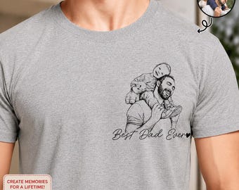 Custom Best Dad Ever Shirt, Personalized Father Sketch Tee, Photo Portrait Dad Shirt, Father's Day Gift for Dad, Custom Family T-Shirt