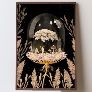 Póster de fantasía, decoración mágica de brujas, decoración mística de hadas, impresión artística de diosa, imagen mágica, decoración de rincón de lectura de estantería, gótico
