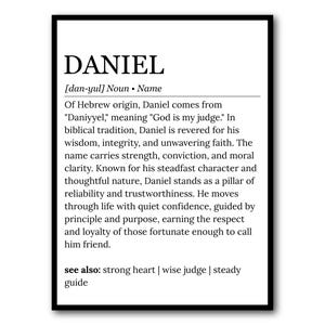 Daniel Name Meaning Print, Personalized Baby Boy Nursery Wall Art Digital Download