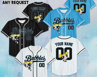 Custom Bubbles Baseball Jersey, Personalized The Powerpuff Girls Jersey Shirt, Baseball Team Outfit, Birthday Gift
