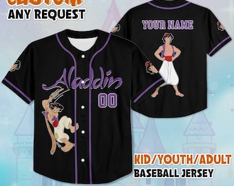 Personalized Aladdin Baseball Jersey, Custom Disney Aladdin Jasmine Shirt, Disneyland Baseball, Disney Gifts